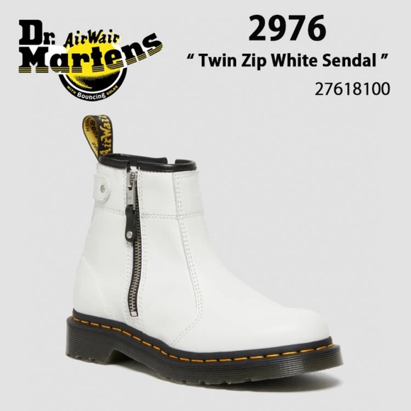 Dr. Martens 2976 Twin Zip White Leather Chelsea Boots Women's Size 6 - Picture 12 of 12